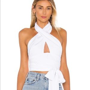 Revolve Jennifer wrap halter top in white size xs